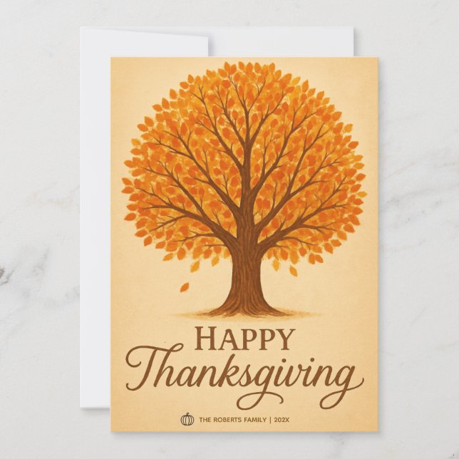 Cartão De Festividades Warm Autumn Tree Happy Thanksgiving Greeting Card (Frente)