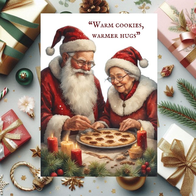 Cartão De Festividades Warm Cookies Warmer Hugs Mrs Santa's Baking Love (Warm Cookies Warmer Hugs Mrs Santa's Baking Love Holiday Card)