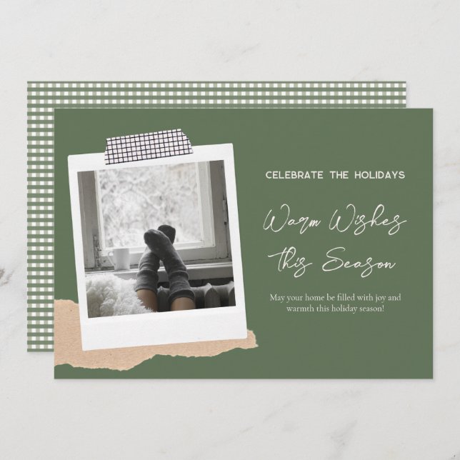 Cartão De Festividades Warm Deseja Esta Ficha De Férias Da Estação (Frente/Verso)