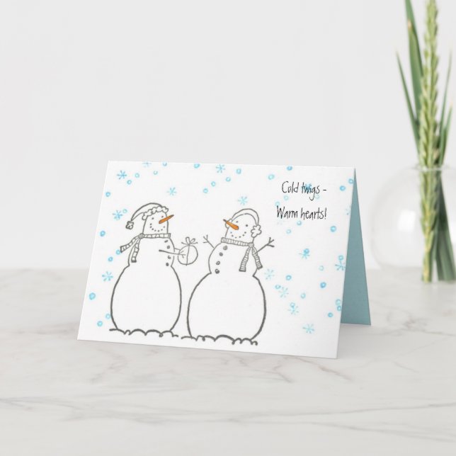 Cartão De Festividades Warm-hearted Snowmen Card (Frente)