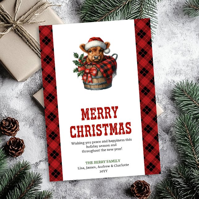 Cartão De Festividades Warm highland cow greeting card editable design (Warm highland cow greeting card editable design

)