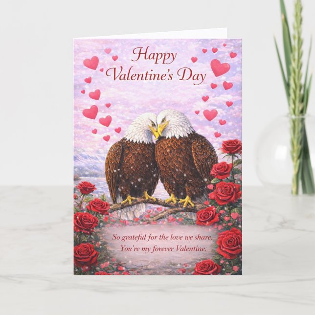 Cartão De Festividades Warm & Loving Bald Eagles Valentine’s Day Greeting (Frente)
