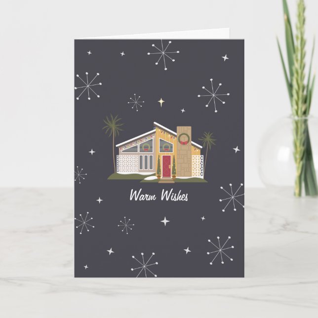 Cartão De Festividades Warm Wears House Palm Tree Christmas (Frente)