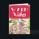 Cartão De Festividades Warm Wish Holiday Photo Greeting Card / Vermelho<br><div class="desc">Substitua a imagem de modelo por uma foto sua antes de comprar.</div>