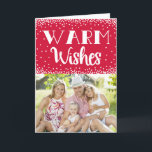 Cartão De Festividades Warm Wish Holiday Photo Greeting Card / Vermelho<br><div class="desc">Substitua a imagem de modelo por uma foto sua antes de comprar.</div>