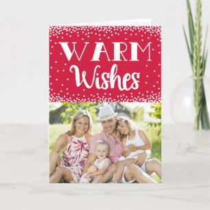 Cartão De Festividades Warm Wish Holiday Photo Greeting Card / Vermelho