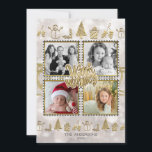 Cartão De Festividades Warm Wishes Gold & White Sparkle Holiday 4 Photo<br><div class="desc">Warm Wishes Gold & White Sparkle Holiday 4 Photo Card</div>