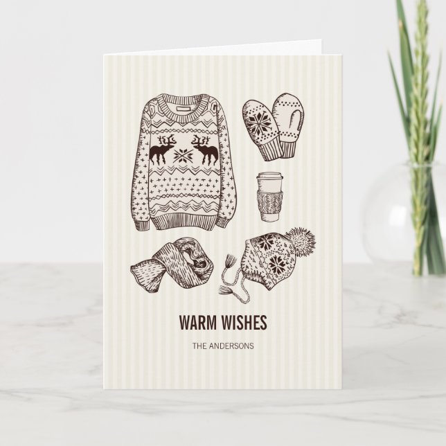 Cartão De Festividades Warm Wishes Holiday Essentials Greeting Card (Frente)