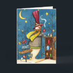 Cartão De Festividades Warmest Wishes Snowman Christmas Card<br><div class="desc">When it is dark and the stars have come out to play there is a chill is in the air on Christmas Eve night; that is when you'll find the sweetest snowman giving away hot chocolate with marshmallows, hot tea, and coffee. He has a little wooden stand with shelves holding...</div>