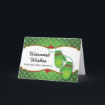Cartão De Festividades Warmest Wishes with Mittens Christmas Card<br><div class="desc">This cute Christmas card features a pair of mittens and the wording Warmest Wishes this holiday season! Customize the text on the inside to fit your needs.</div>