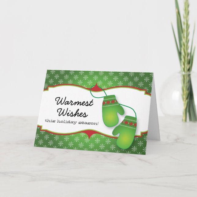 Cartão De Festividades Warmest Wishes with Mittens Christmas Card (Frente)