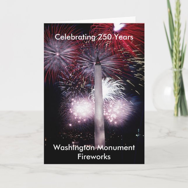 Cartão De Festividades Washington Monument 250 Years Fireworks (Frente)
