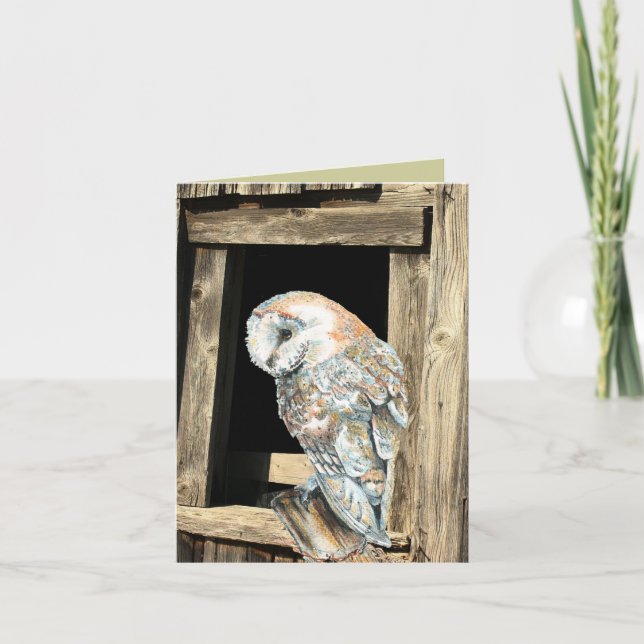 Cartão De Festividades Watercolor Barn Owl Nature Willife Art (Frente)