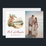 Cartão De Festividades Watercolor Beach Floral Photo Mele Kalikimaka<br><div class="desc">Cartão de férias Mele Kalikimaka, com uma fotografia em aquarela de uma praia tropical com flores e um cartões de natal impresso em letra manuscrita na frente e uma praia em aquarela e ilustrações florais no verso. Personalize facilmente este belo cartão de férias com a sua fotografia e o seu...</div>