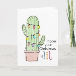 Cartão De Festividades Watercolor Cactus Christmas Card