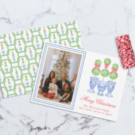 Cartão De Festividades Watercolor Chinoiserie Arco de Natal Foto Tópica