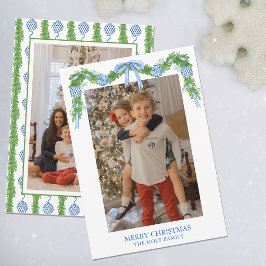 Cartão De Festividades Watercolor Chinoiserie Ornament Garland Christmas