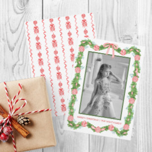 Cartão De Festividades Watercolor Chinoiserie Ornament Garland Christmas