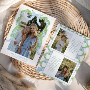 Cartão De Festividades Watercolor Christmas Blue Arco Garland Photo