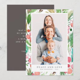 Cartão De Festividades Watercolor Christmas Foliage Botanicals Modern