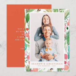 Cartão De Festividades Watercolor Christmas Foliage Botanicals Modern