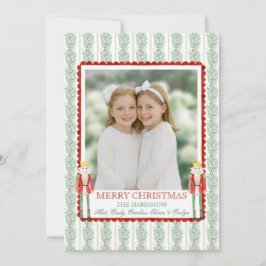 Cartão De Festividades Watercolor Christmas Garland Nutcracker One Photo