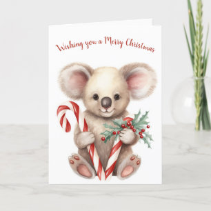 Cartão De Festividades Watercolor Christmas Koala Bear
