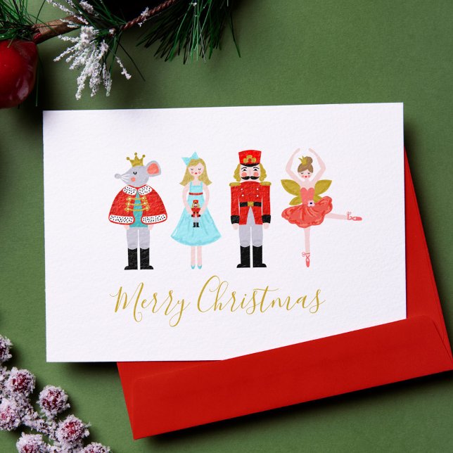 Cartão De Festividades Watercolor Christmas Nutcracker Photo (Criador carregado)