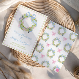 Cartão De Festividades Watercolor Christmas Nutcracker Wreath