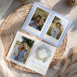 Cartão De Festividades Watercolor Christmas Nutcracker Wreath Photo