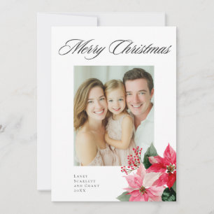 Cartão De Festividades Watercolor Christmas Poinsettia Design