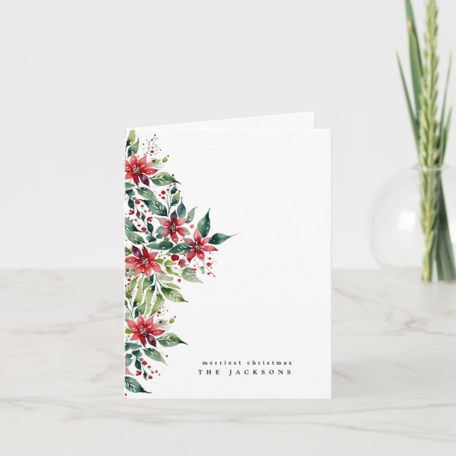 Cartão De Festividades Watercolor Christmas Poinsettia | Foto | Personali (Frente)