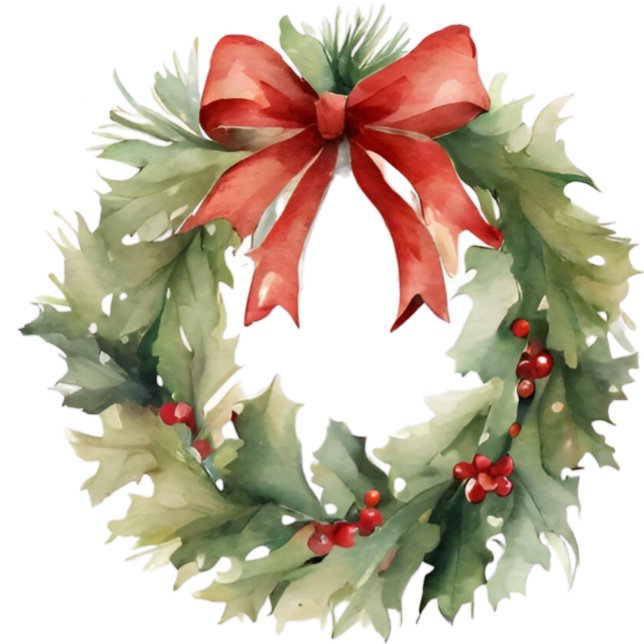 Cartão De Festividades Watercolor Christmas Wreath (Criador carregado)