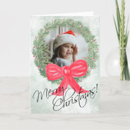 Cartão De Festividades Watercolor Christmas Wreath Cute Photo Frame