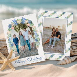 Cartão De Festividades Watercolor Coastal Christmas Garland Foto