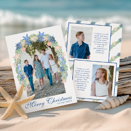 Cartão De Festividades Watercolor Coastal Christmas Garland Foto