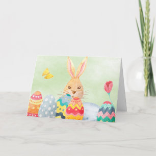Cartão De Festividades Watercolor Easter Eggs Greeting Card