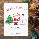 Cartão De Festividades Watercolor - Feliz Papais noeis de Natal Snowman<br><div class="desc">Feliz cartão de Natal. Papais noeis de aquarela,  boneco de neve,  árvore de Natal,  não foto,  cartão tradicional. Por favor,  personalize-o com os seus detalhes.</div>