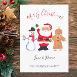 Cartão De Festividades Watercolor - Feliz Papais noeis de Natal Snowman<br><div class="desc">Feliz cartão de Natal. Papais noeis de aquarela,  boneco de neve,  pão de gengibre,  cartão tradicional. Por favor,  personalize-o com os seus detalhes.</div>