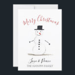 Cartão De Festividades Watercolor Felry Christmas Snowman<br><div class="desc">Feliz cartão de Natal. Aquarela, boneco de neve, árvore de Natal, não foto, carta tradicional. Por favor, personalize-o com os seus detalhes.</div>