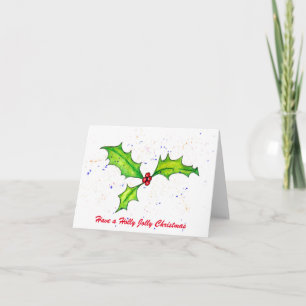 Cartão De Festividades Watercolor Festivo Holly Red Berries Natal