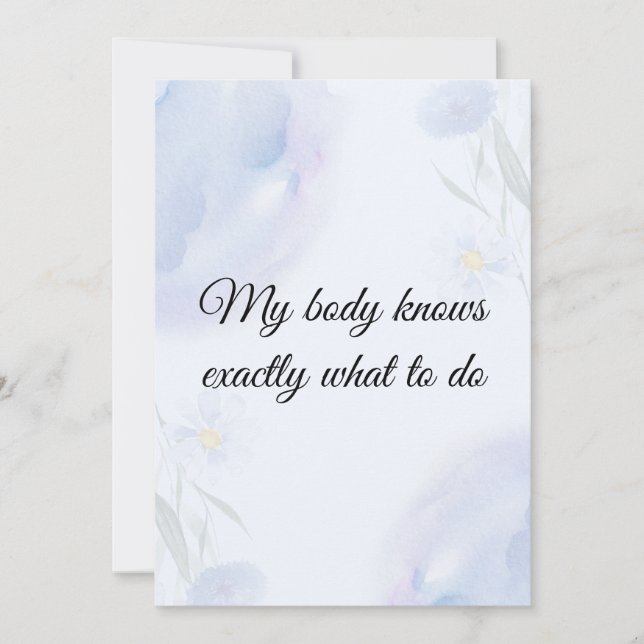 Cartão De Festividades Watercolor Floral Mindful Affirmation Art (Frente)