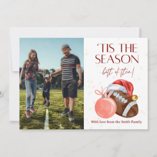 Cartão De Festividades Watercolor Football Season Christmas Card
