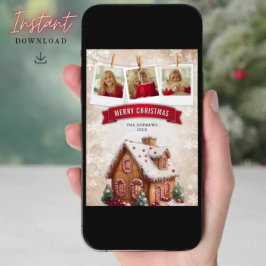 Cartão De Festividades Watercolor Gingercake House Foto Natal