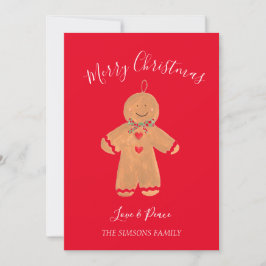 Cartão De Festividades Watercolor Gingercake Man Felry Christmas Sweet