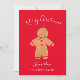 Cartão De Festividades Watercolor Gingercake Man Felry Christmas Sweet