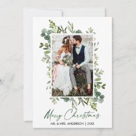 Cartão De Festividades Watercolor Greenery Calligraphy Green Ink Wedding