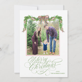 Cartão De Festividades Watercolor Greenery Christmas Photo Card