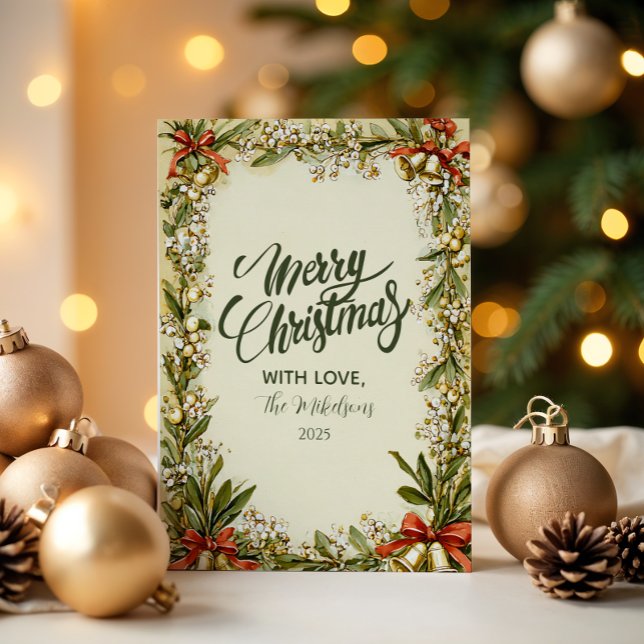 Cartão De Festividades Watercolor Holly Berry Holiday (Criador carregado)