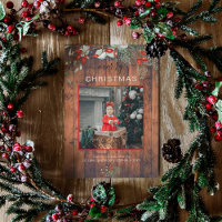 Watercolor Holly Feliz Foto De Natal Cherry Wood